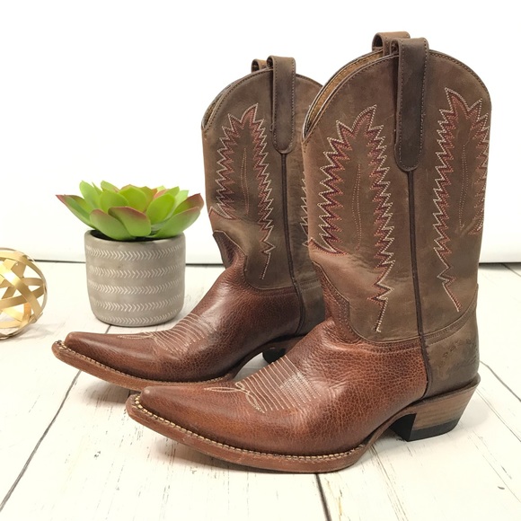 Stephy by Lamas Leather Brown Cowgirl Boots Sz 8 - Picture 1 of 8